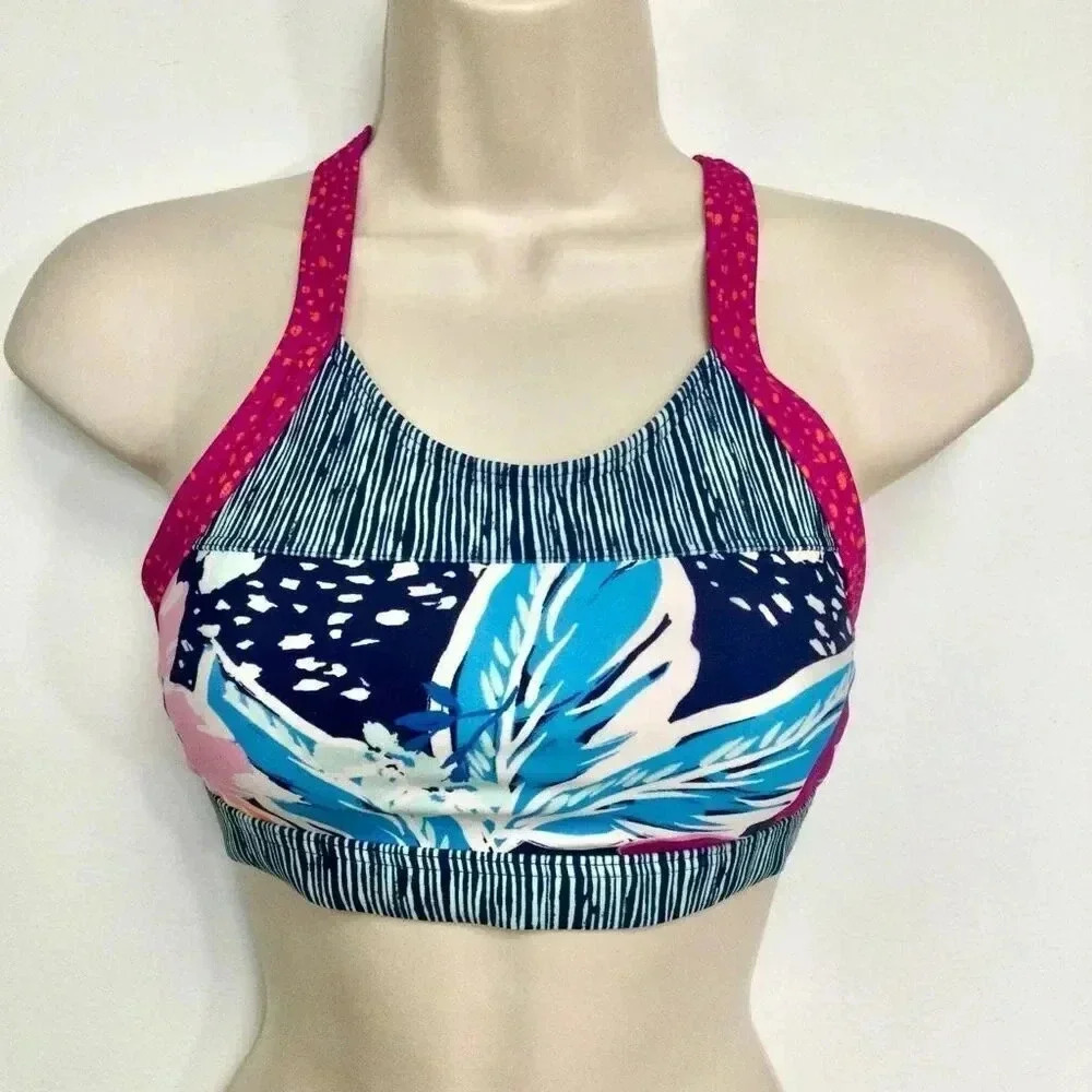 Athleta Girl Multi-Color Floral Paradise Splash Bikini Swim Top Swimwear Size XL